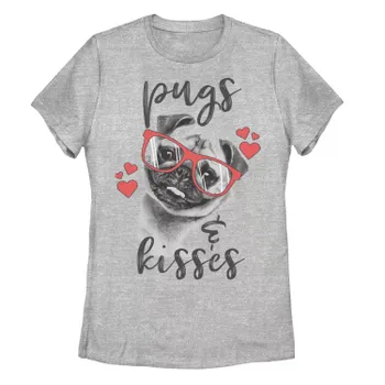 Футболка для юниоров Pugs And Kisses Red Hearts ко Дню святого Валентина