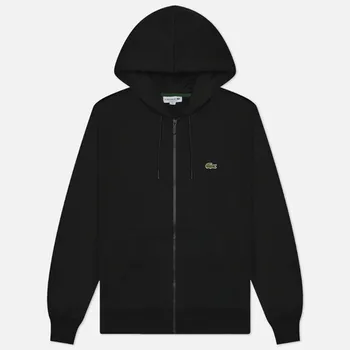 Мужская толстовка Lacoste Organic Cotton Full Zip Hoodie, цвет чёрный, размер M