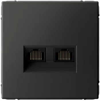 Розетка компьютерная Systeme Electric GAL001488 ArtGallery двойная RJ45+RJ45, кат.6А, механизм, Базальт