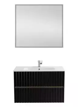 Мебель для ванной подвесная «Art&Max» Elegant 100 с LED подсветкой ручек чёрный матовый