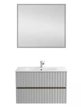 Мебель для ванной подвесная «Art&Max» Elegant 100 с LED подсветкой ручек светло-серый матовый
