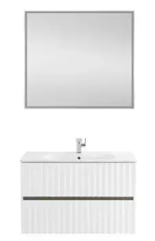 Мебель для ванной подвесная «Art&Max» Elegant 90 с LED подсветкой ручек белый глянец