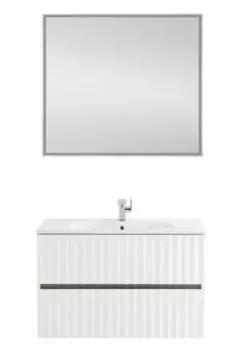 Мебель для ванной подвесная «Art&Max» Elegant 100 с LED подсветкой ручек белый глянец