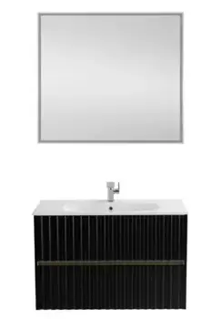 Мебель для ванной подвесная «Art&Max» Elegant 80 с LED подсветкой ручек чёрный матовый