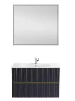 Мебель для ванной подвесная «Art&Max» Elegant 80 с LED подсветкой ручек серый матовый