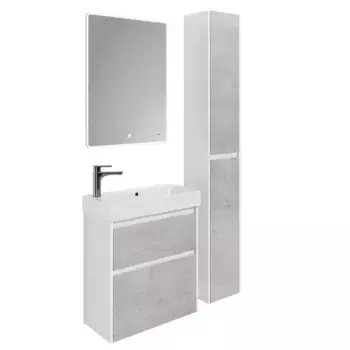 Мебель для ванной подвесная «Dreja» Slim 65 бетон/белый глянец