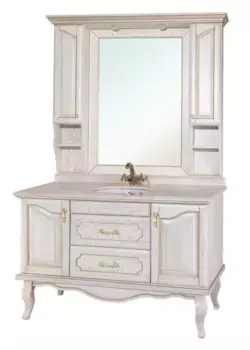 Мебель для ванной «Bellezza» Рим 120 белая с патиной золото