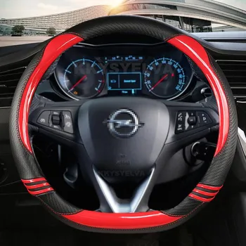 Чехол на руль из углеродного волокна для Opel Astra (К) Корса (И) Карл 2014-2022 Crossland X Grandland X Insignia RED O SHAPE