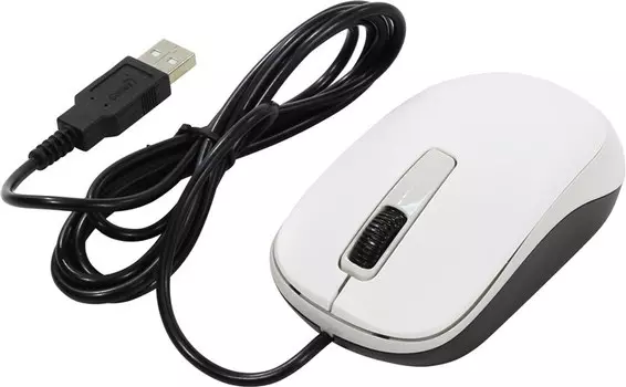 Мышь проводная Genius DX-125, 1200dpi, оптическая светодиодная, USB, белый/черный (31010011401/31010106102)