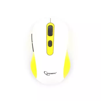 Мышь беспроводная Gembird MUSW-221-Y, 1600dpi, оптическая светодиодная, USB, белый/желтый