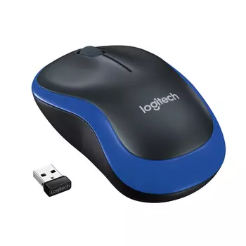Мышь беспроводная Logitech M185, 1000dpi, оптическая светодиодная, USB, синий/черный (910-002236)