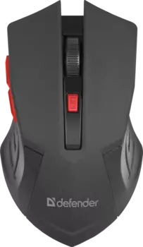 Мышь беспроводная Defender Accura MM-275, 1600dpi, оптическая светодиодная, USB, черный/красный (52276)