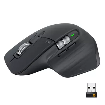 Мышь беспроводная Logitech MX Master 3, 4000dpi, оптическая светодиодная, USB, черный (910-005694)