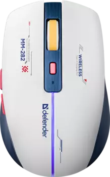 Мышь беспроводная Defender Dila MM-282, 1800dpi, оптическая светодиодная, USB, белый/синий (52282)