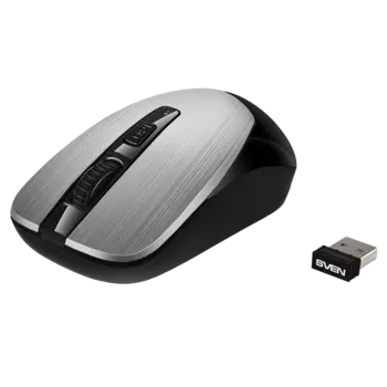 Мышь беспроводная Sven RX-380W, 1600dpi, оптическая светодиодная, USB, серебристый (SV-020590)