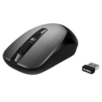 Мышь беспроводная Sven RX-380W, 1600dpi, оптическая светодиодная, USB, серый металлик (SV-020606)