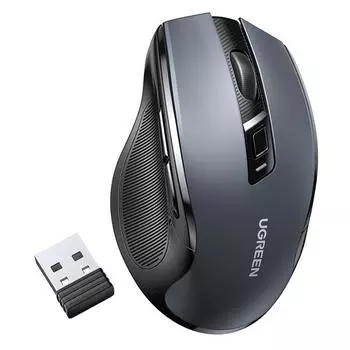Мышь беспроводная UGREEN MU006, оптическая светодиодная, Bluetooth/Радиоканал, черный (90855)