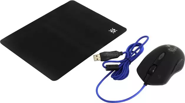Мышь проводная Defender GM-090L, 3200dpi, оптическая светодиодная, USB, черный (52090)