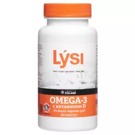 Омега-3 с витамином Д, 60 капсул, Lysi