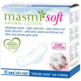 Прокладки ультратонкие Soft ночные, в инд уп, 3 капли, 10 шт, Masmi