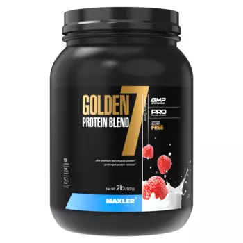 Протеин многокомпонентный Golden 7 Protein Blend, вкус Клубника со сливками, 907 г, MAXLER