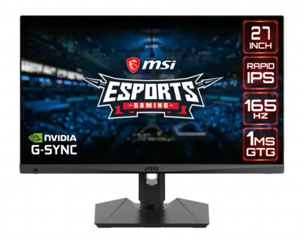 Монитор 27" MSI Optix MAG274QRF-QD IPS, 2560x1440 (16:9), 300кд/м2, 165Hz, 1мс, 178°/178°, G-SYNC Compatible, HDMI, DisplayPort, USB Type-C, USB-Hub, черный (MAG274QRF-QD)