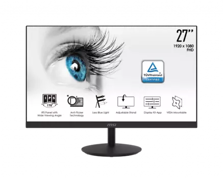 Монитор 27" MSI Pro MP271 IPS, 1920x1080 (16:9), 250кд/м2, 5мс, 178°/178°, VGA, HDMI, черный (9S6-3PA2CT-041)