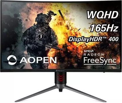 Монитор 31.5" AOpen 32HC2QURPbmiiphx VA, изогнутый, 2560x1440 (16:9), 400кд/м2, 165 Гц, 4мс, 178°/178°, FreeSync, HDMI, DisplayPort, черный (UM.JW2EE.P01)