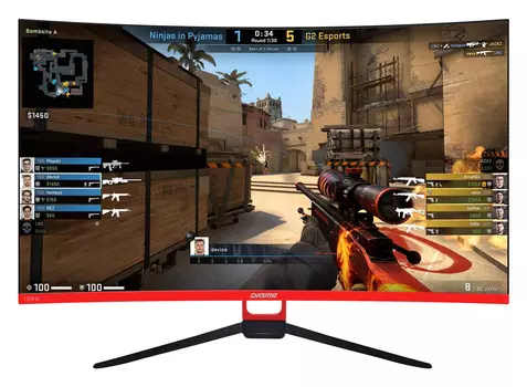 Монитор 31.5" Digma Gaming DM-MONG3210 VA, изогнутый, 1920x1080 (16:9), 280кд/м2, 165Hz, 5мс, 178°/178°, AMD FreeSync/NVIDIA G-Sync, HDMI, DisplayPort, черный/красный