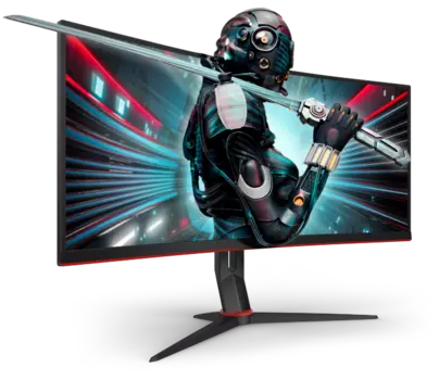 Монитор 34" AOC Gaming CU34G2 VA, изогнутый, 3440x1440 (21:9), 300кд/м2, 100 Гц, 1мс, FreeSync, HDMI, DisplayPort, USB-Hub, черный/красный (CU34G2/BK)