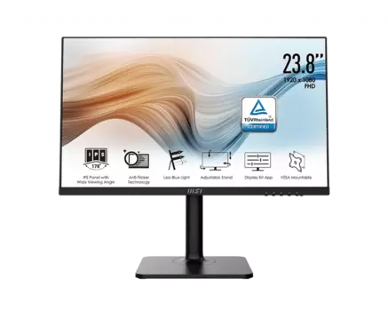 Монитор 23.8" MSI Modern MD241P IPS, 1920x1080 (16:9), 250кд/м2, 5мс, 178°/178°, HDMI, USB Type-C, черный (9S6-3PA59H-006)