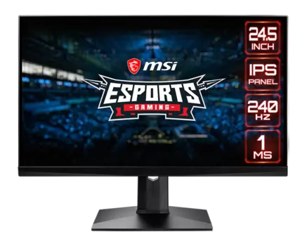 Монитор 24.5" MSI Optix MAG251RX IPS, 1920x1080 (16:9), 400кд/м2, 240 Гц, 1мс, NVIDIA G-SYNC, HDMI, DisplayPort, USB Type-C, USB-Hub, черный (9S6-3BA37T-010)