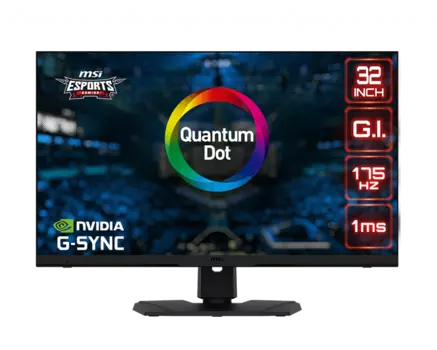 Монитор 32" MSI Optix MPG321QRF-QD IPS, 2560x1440 (16:9), 400кд/м2, 175Hz, 1мс, 178°/178°, G-Sync, HDMI, DisplayPort, USB Type-C, USB-Hub, черный (9S6-3DB88T-008)