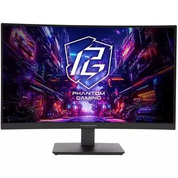 Монитор 27" ASRock Phantom Gaming PG27QRT1B VA, изогнутый, 2560x1440 (16:9), 300кд/м2, 180 Гц, 1 мс, 178°/178°, HDMI, DisplayPort, черный (PG27QRT1B)