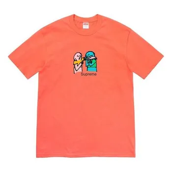 Футболка fw19 week 17 bite tee cartoon graffiti printing short sleeve orange Supreme, оранжевый