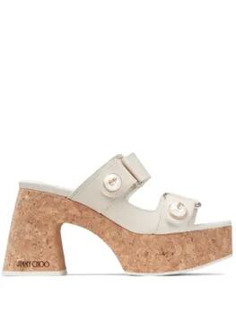 Кожаные босоножки на платформе Fayence 95 мм Jimmy Choo, белый