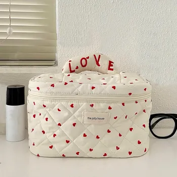 Мягкая хлопковая большая косметичка LOVE, сумка для туалетных принадлежностей, новые косметички для женщин и девочек