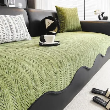Chenille Sofa Cover for Living Room Four Seasons Universal Sofa Covers Anti-slip Jacquard Couch Towel Irregular Sofa Slipcovers A 90x90