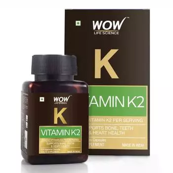 Витамин К2 (60 кап, 55 мкг), Vitamin K2, произв. WOW Skin Science