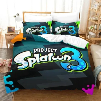 Комплект постельного белья Splatoon 3, односпальная кровать, двуспальная кровать, двуспальная кровать, комплект постельного белья с рисунком аниме и 3D-принтом 70x133cm 2pcs