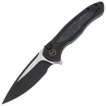 Складной нож WE Knife Button Lock Kitefin, сталь CPM-20CV, рукоять титан/карбон