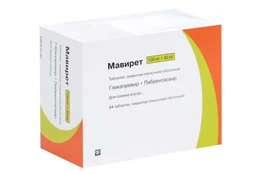 Мавирет 100 мг+40 мг, 84 шт, таблетки покрытые пленочной оболочкой