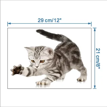 3D мультяшные кошки, наклейки на стену для унитаза для детей, детские комнаты, плакат, домашний декор, милые животные, кошки, ПВХ, самоклеящиеся художественные