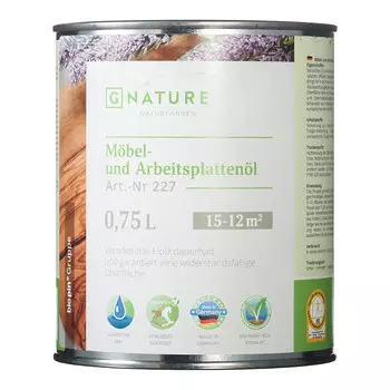Масло GNature Mbel und Arbeitsplatten для мебели и столешниц бесцветное шелковисто-глянцевое 0,75 л