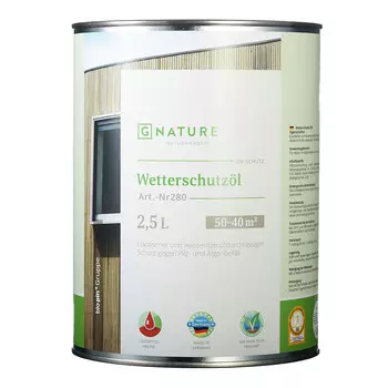 Масло GNature Wetterschutzl для наружных деревянных поверхностей бесцветное 2,5 л