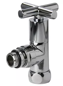 Вентиль угловой 3/4"х1/2" внутренняя/наружная резьба ручка-крест для полотенцесушителя, хром