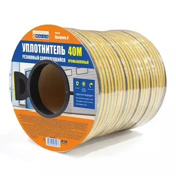 Уплотнитель D-проф 12 x 10мм 40м, черный, 4Walls