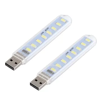 2 шт. светодиодный мини-ночник с USB-портом, портативная лампа U-диска, 3 светодиода, лампы для чтения, красочные мини-книжные фонари, 5 В постоянного тока, лампа для кемпинга с питанием от аккумулятора 2 Pcs 3Leds белый