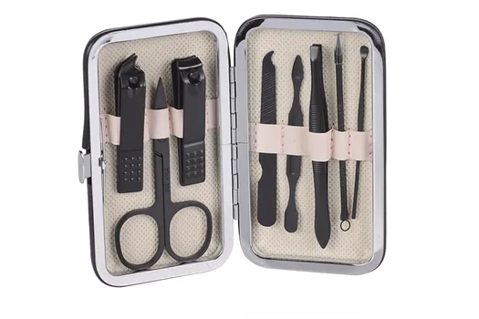 Набор маникюрный Queen fair Black 8 предметов в футляре цвет чёрный
