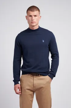 Мужской свитер с высоким воротом из чесаного хлопка U.S. Polo Assn, синий